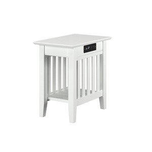 AFI Furnishings Mission Chair Side Table with Charger Station in White - 1 of 4