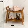 JONATHAN Y Orla 25.6" Modern Classic Slatted Solid Acacia Wood Indoor/Outdoor Shower Bench with Shelf and Handle - 2 of 4