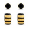 Steeltime Men's two tone black ip and 18k gold plated stainless steel simulated diamond studs and huggies set with greek key accents - 2 of 4