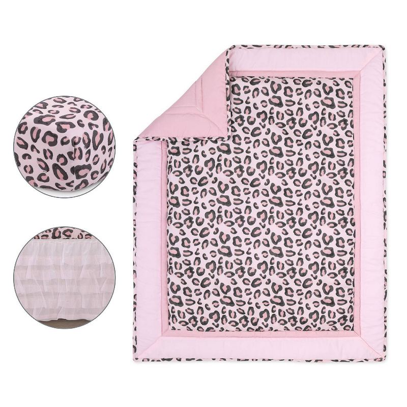 The Peanutshell Leopard Blush Baby Crib Bedding Set - Pink/Animal - 3pc, 3 of 9