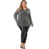 Agnes Orinda Women's Plus Size Christmas Rhinestone Glitter Sheer Long Sleeve V Neck Blouses - 3 of 4