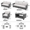 6 Pieces Outdoor Sectional Sofa Set with Dining Table & Thickened Cushions, All-Weather PE Wicker Furniture for Garden Lawn Deck - 2 of 4