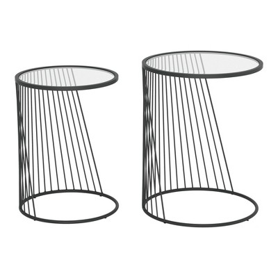 Seville Nesting Table Clear/Black - ZM Home