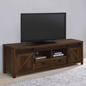 Lyngins Distressed Pine TV Stand with Sliding Doors,Media Console with Drawers & Open Shelves,Entertainment Center for Living Room,Bedroom - 1 of 4
