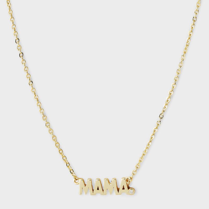14k Gold Dipped Lab-Grown Diamond "Mama" Necklace - Gold
