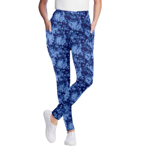 Woman Within Women s Plus Size Petite Pocket Legging 5x Blue Tie Dye Target