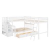 Twin over Full L-Shaped Bunk Bed with 3 Storage Drawers, Ladder and Staircase, Space-Saving Design for Kids' Rooms, White/Gray/Espresso - ModernLuxe - 4 of 4