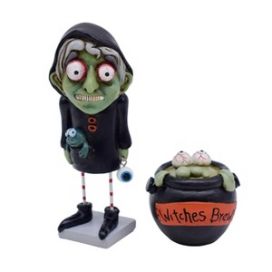 Transpac Resin Hooded Witch and Cauldron Figurine Set of 2 Halloween Decorative Objects for Indoor Tabletop Decor - 1 of 1