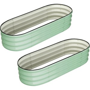 2Pcs Oval Raised Beds for Outdoor, Planter Raised Boxes with Open-Ended Base, Large Raised Planter Beds for Vegetables, Flowers - 1 of 4