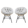 Set Of 2 Outdoor Wicker Lounge Chairs,Lounge Chair with Cushion And Iron Frame,PE Rattan Woven Patio Gathering Lounge Chair-Coolbibila - 2 of 4