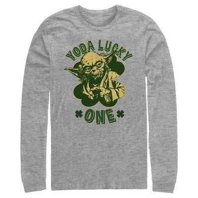 Men's Star Wars St. Patrick's Day Yoda Lucky One Long Sleeve Shirt