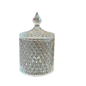 Slickblue Glass Storage Containers, Diamond Design Jars, Vintage Decor Style, Clear, 3 Size Options - 1 of 4