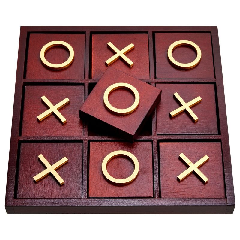 Juvale 10 Pieces Wooden Tic Tac Toe Board Game for Adults, Coffee Table Decor, 9.5 x 9.5 in, 1 of 9