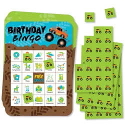 Big Dot of Happiness Smash and Crash - Monster Truck - Picture Bingo Cards and Markers - Boy Birthday Party Bingo Game - Set of 18