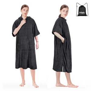Solaris Women's Hooded Beach Towel, Lightweight Wearable Beach Towel with Drawsting Storage Bag, Surf Cape Changing Towel Robe - 1 of 4