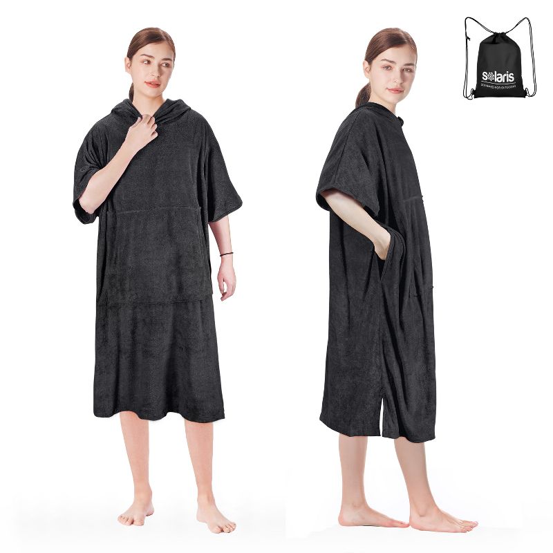 Solaris Oversized Wearable Beach Towel, Surf Cape Cghaning Towel Robe for Adults, Hooded Wetsuit Change Cape, 1 of 8