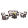 Buenhomino 5Pcs Patio Furniture Set with Fire Pit - Wicker Patio Conversation Set with Swivel Glider, Wicker Sofa, Tempered Side Table,6-inch Cushion - 2 of 4
