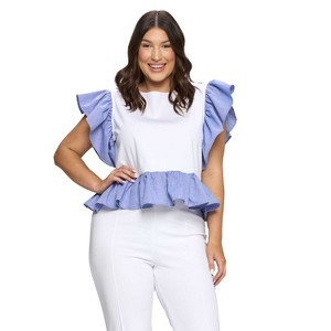 L I V D Women's Ruffled Babydoll Peplum Top - 1 of 3