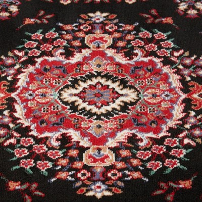 Black and Red Traditional Medallion Area Rug, 9'2" x 12'5"