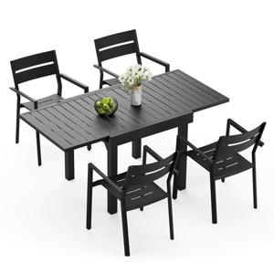 Crestlive Products Modern Aluminum Outdoor Dining sets Expandable Patio Dining Table with arm chairs for 4-6 People Outside - 1 of 4