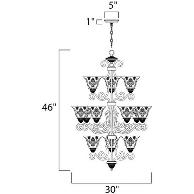 Symphony 12-Light Oil Rubbed Bronze Chandelier with Amber Glass Shades