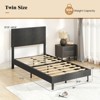 Costway Twin/Full/Queen Size Bed Frame with Height Adjustable Chevron Headboard, No Box Spring Needed Gray/Beige - 3 of 4