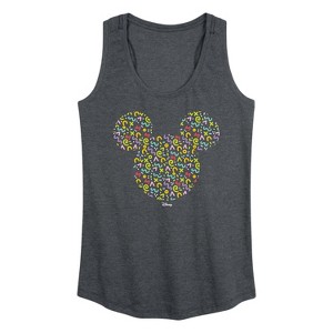 Women's - Disney - Mickey Head With Pattern Graphic Racerback Tank - 1 of 4