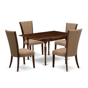 5-Piece Mahogany Finish Solid Wood Top - Rectangular Dining Room Set  - Seats 4 - 1 of 4