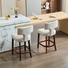 Set of 2 Counter Height Bar Stools,Linen Upholstered Bar Stools with Solid Wood Legs,Mid Century Modern Bar Stools for Kitchen-Cuddlewood - 3 of 4