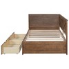 LOVMOR Twin Size Daybed with 2 Storage Drawers and Rustic Guardrail, Wooden Sofa Bed for Living Room, Bedroom, No Box Spring Needed - 4 of 4