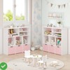 Toy Storage Cabinet w/ 3 Movable Drawers 6-Cubby Kids Bookcase Floor Storage Organizer with Hidden Wheels & Large Open Bookhelf - 4 of 4