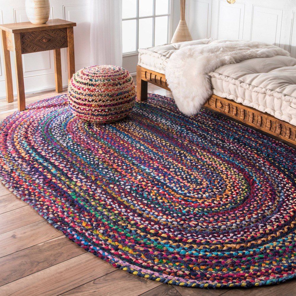 3'x5' Oval Hand Braided Tammara Area Rug Blue - nuLOOM