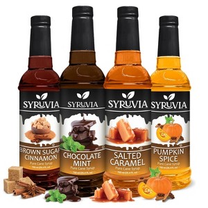 Syruvia Variety Pack - Chocolate Mint, Salted Caramel, Pumpkin Spice & Brown Sugar Cinnamon Syrup 25.4 Fl oz (4-Pack) - 1 of 4