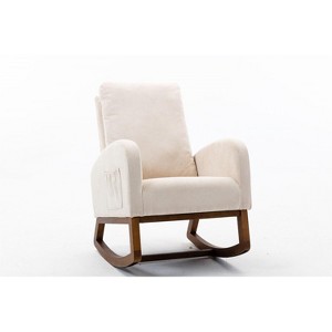 NicBex Linen Fabric Glider Rocking Chair with Side Pocket,Upholstered Nursery Rocking Chairs with High Backrest,Nursing Chair for Bedroom - 1 of 4