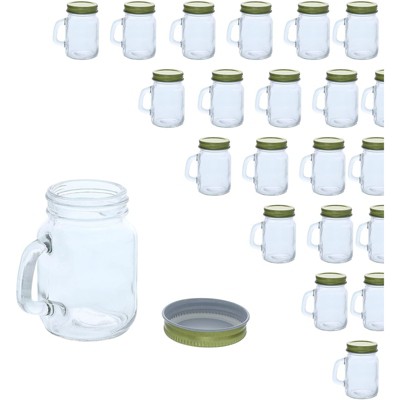 Juvale 48 Pack Mini Glass Mason Jars Set with Gold Lids for Spices, Honey & Canning Jam, Clear, 4 Oz