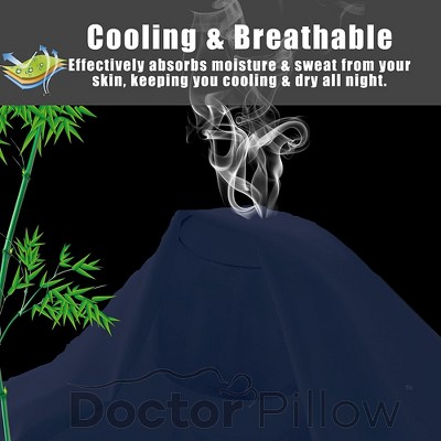 Navy Blue Bamboo Rayon Cooling Standard Pillowcases with Zipper Closure