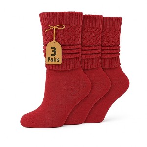 Women’s Lightweight Cotton Slouch Socks Over-the-Calf Knee-High Scrunch Socks 3 Pairs Shoe Size 5-10 - 1 of 3