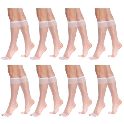 AWS/American Made 8 Pairs Sheer Knee High Socks for Women 15 Denier ...