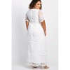 Pinkblush PinkBlush White Lace Mesh Overlay Plus Maternity Maxi Dress - 3 of 4