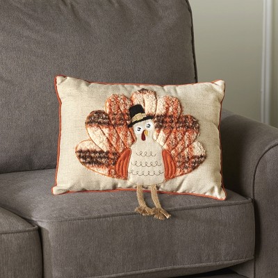 Lakeside Harvest Accent Throw Pillow with Turkey Motif - Autumn Furniture Décor