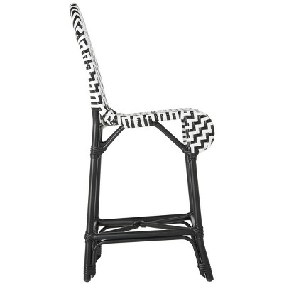 Shea Black and White Wicker Indoor/Outdoor Counter Stool