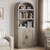 Bookcase with Doors Arched Bookshelf 71.65in Tall Bookcase Farmhouse Cabinet with Shelves Wooden Bookshelves - 4 of 4