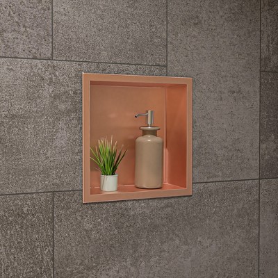 ALFI ABNP1212-BC 12Inch x 12Inch Brushed Copper PVD Stainless Steel Square Single Shelf Shower Niche