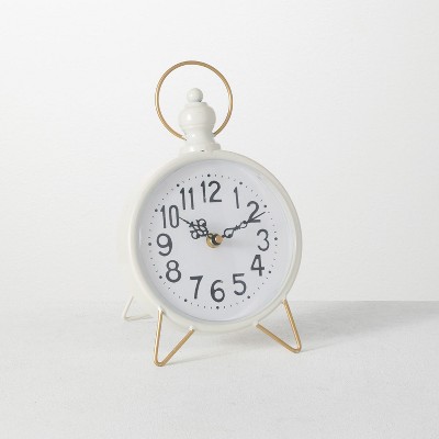 Sullivans Desk Mdf & Iron Clock 10.25"H White