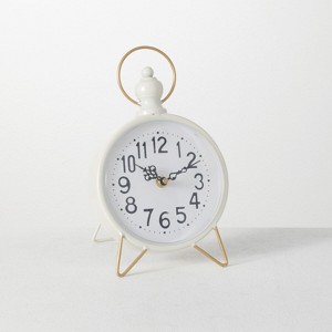 Sullivans Desk Mdf & Iron Clock 10.25"H White - 1 of 2