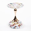 Mermaid Tail End Coffee Round Side Table w/Metal Pedestal,Martini Drink&Minimalist Accent Table for Small Living Room Spaces - 3 of 4