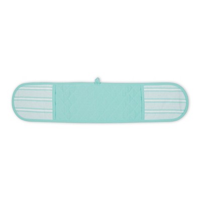 Design Imports  Double Stripe Oven Mitt Set Aqua 35X7.5"