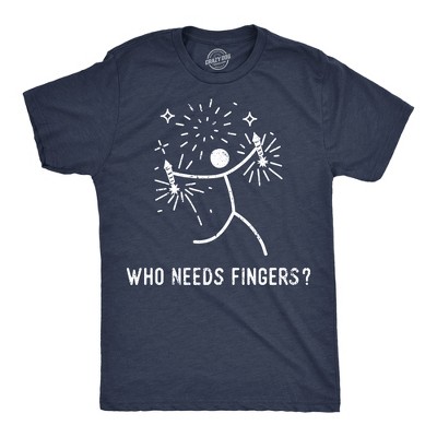 Mens Funny T Shirts Who Needs Fingers Sarcastic Fourth Of July Fireworks Graphic Novelty Tee For Men - Crazy Dog Men's T Shirt