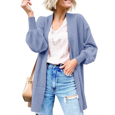 Womens Cardigan Sweaters Puff Long Sleeve Cardigan Open Front Knit Cardigans for Women
