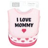 Hudson Baby Infant Girl Fiber Filled Drooler Bibs 3pk, I Love Mommy Lt. Pink, One Size - 2 of 4
